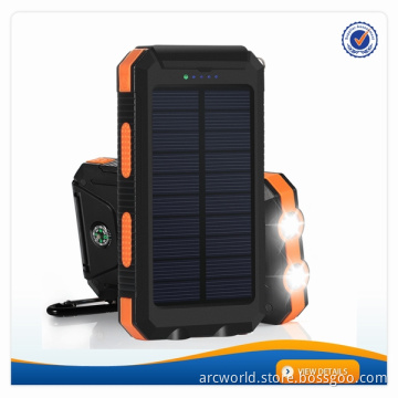AWC719 8000mah Compass fully Waterproof solar dc 5.0v charger universal charger for mobile phone